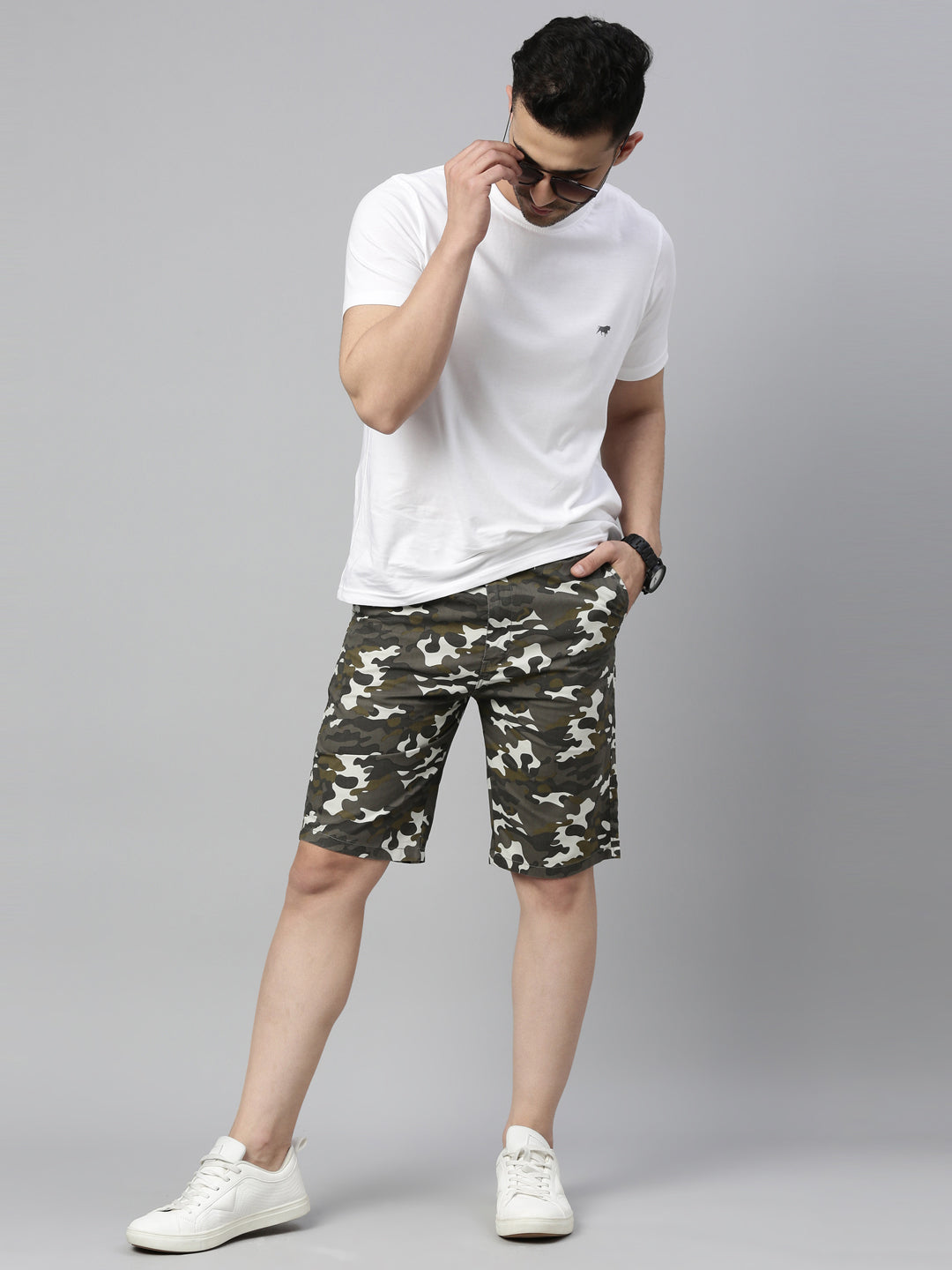 White Camouflage Shorts Men's Shorts Bushirt