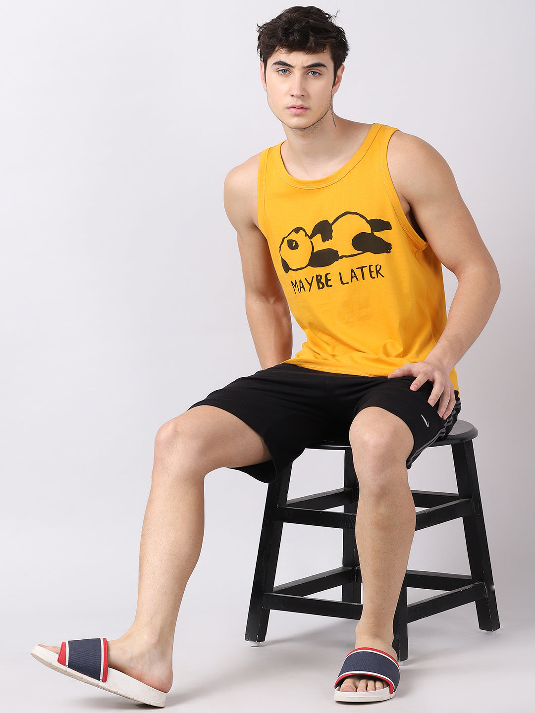 May Be Later Sleeveless T-Shirt Vest Bushirt