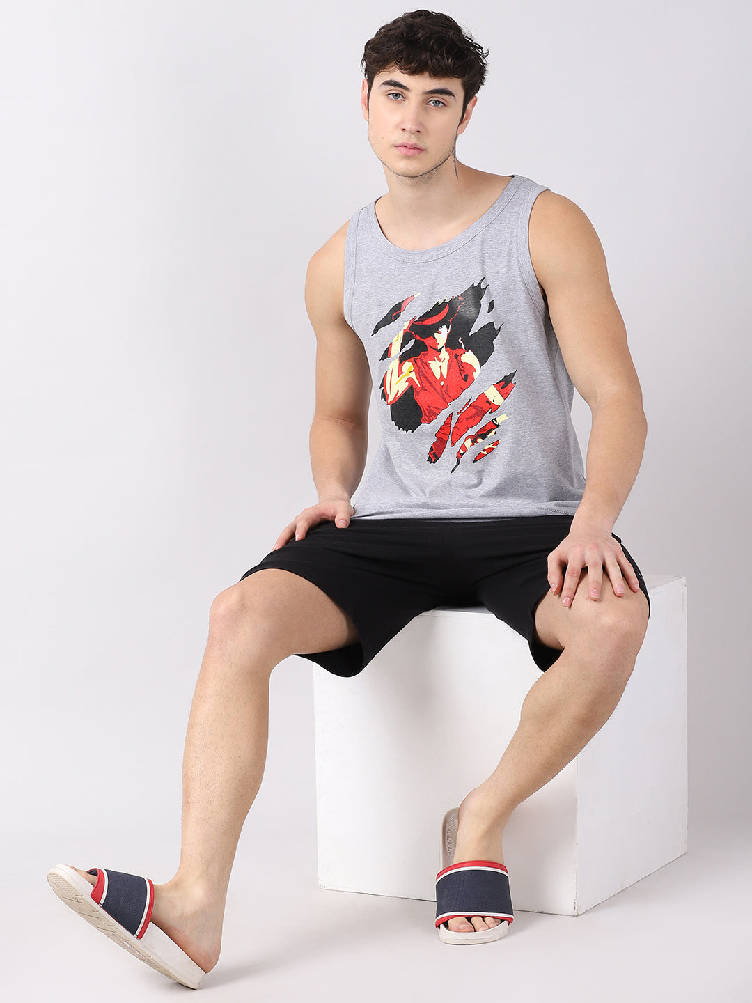 One Piece Luffy Angry Anime Sleeveless T-Shirt Vest Bushirt