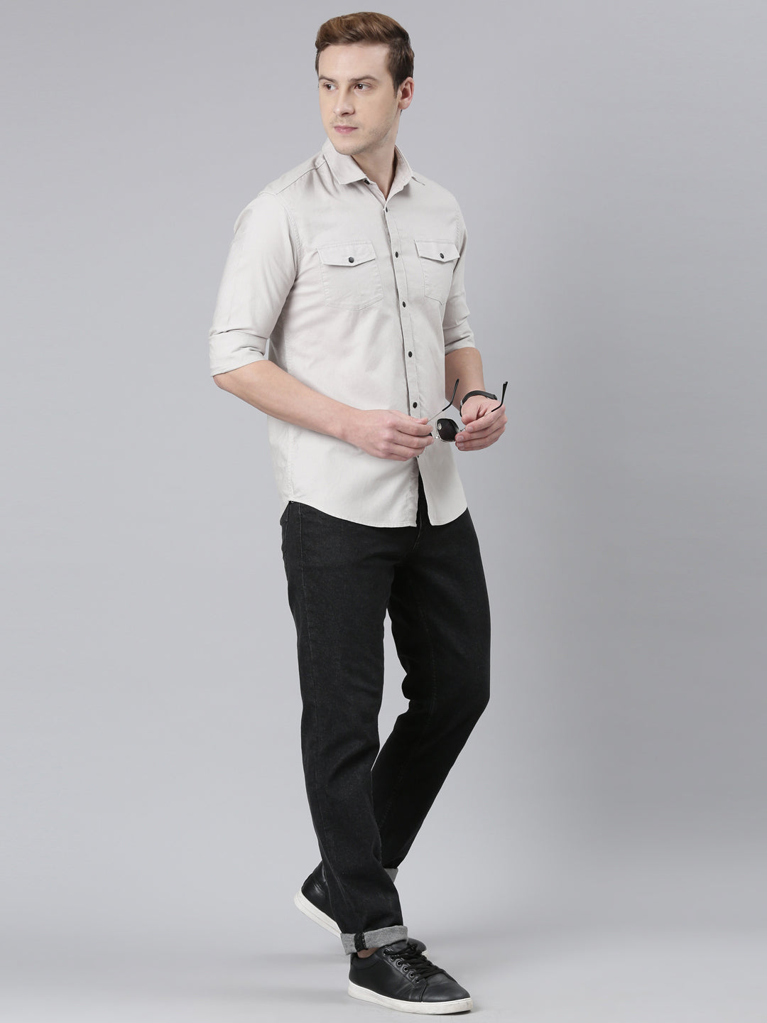 Harbor Grey Cargo Shirt Solid Shirt Bushirt