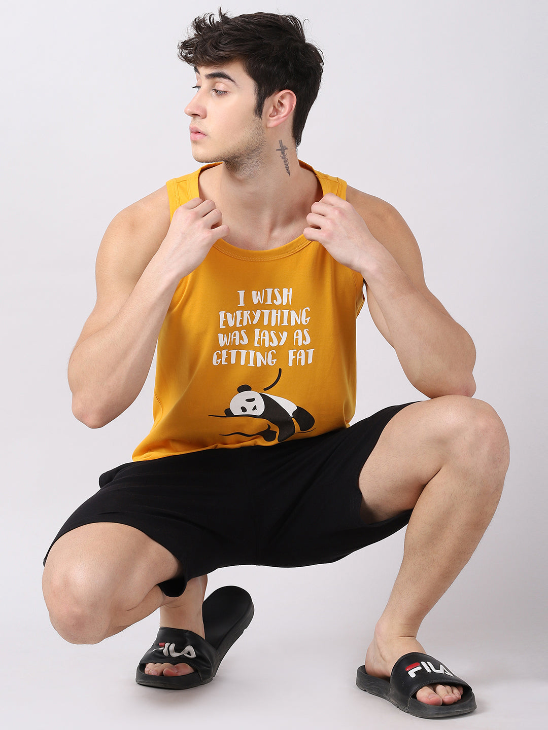 I Wish Everything Sleeveless T-Shirt Vest Bushirt