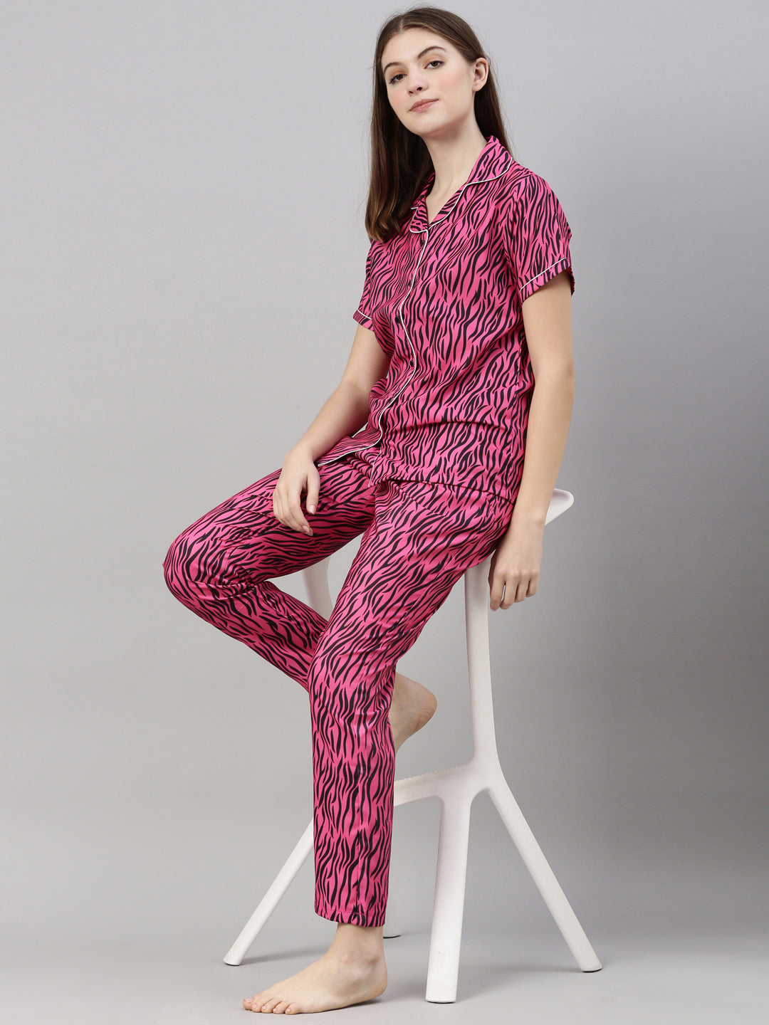 Crypsis Blush Pink Women's Night Suits Women's Night Suit Bushirt