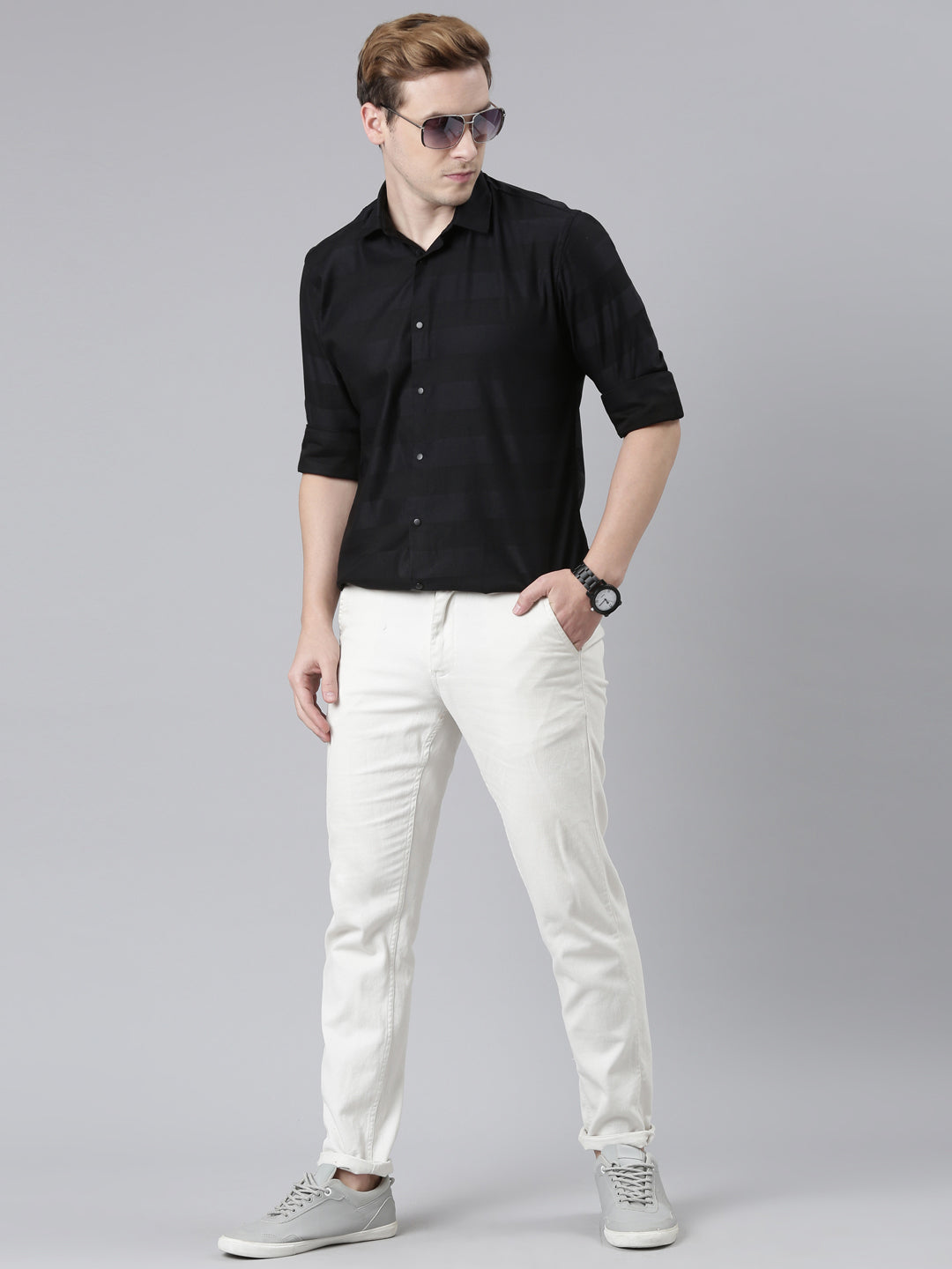 Black Solid Shirt Solid Shirt Bushirt