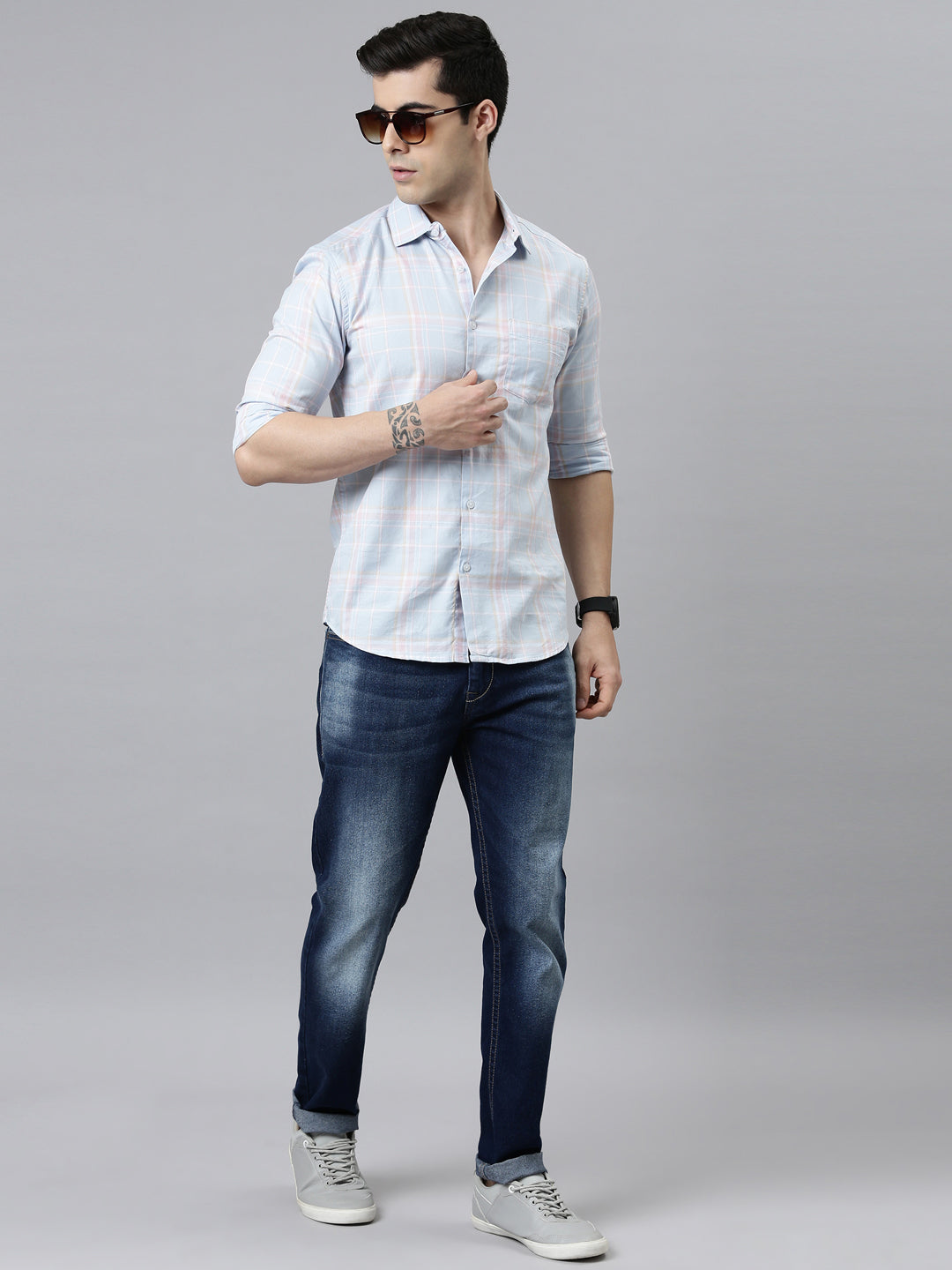 Heritage Light Blue Checks Shirt Checks Shirt Bushirt