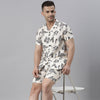 Holiday Coconut Tree Ivory Night Suits Regular Size Co-Ords Bushirt