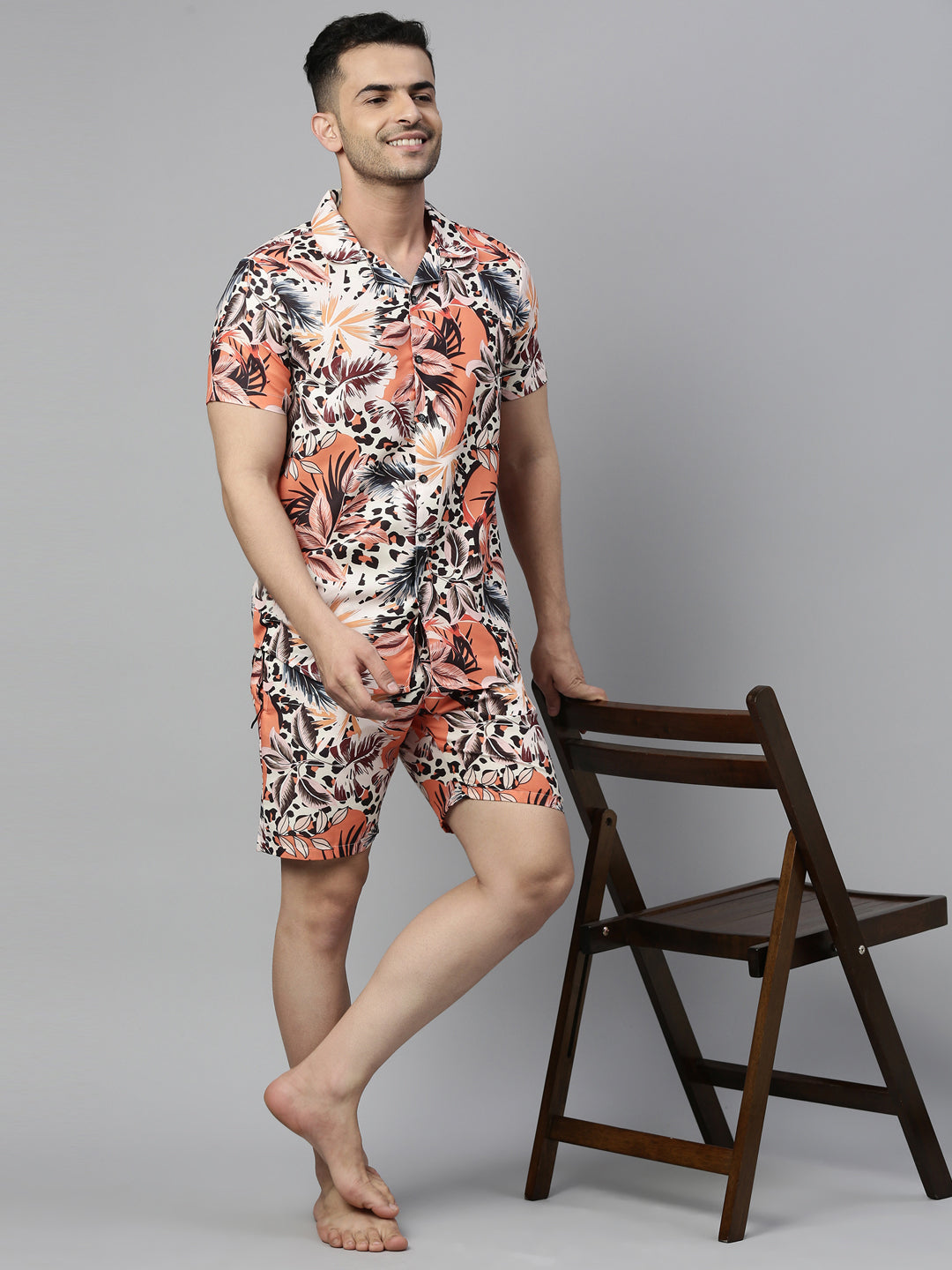 Tropical Leaves Cream Co-Ords Co-Ords Bushirt