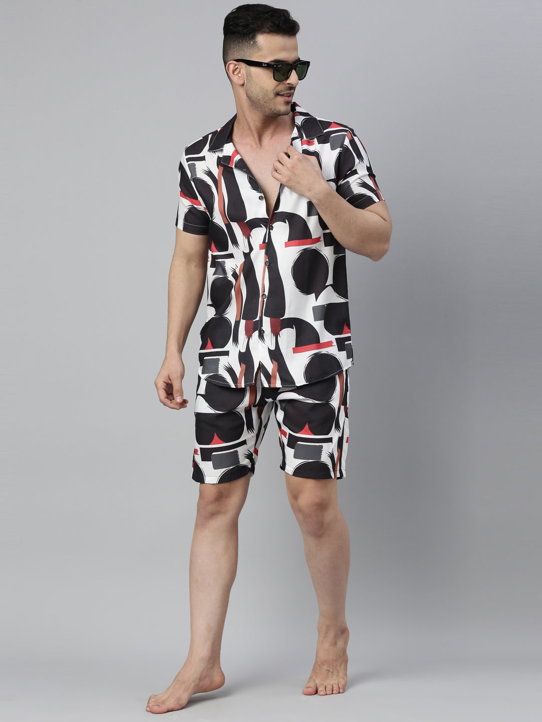 Abstract Black & White Co-Ords Co-Ords Bushirt