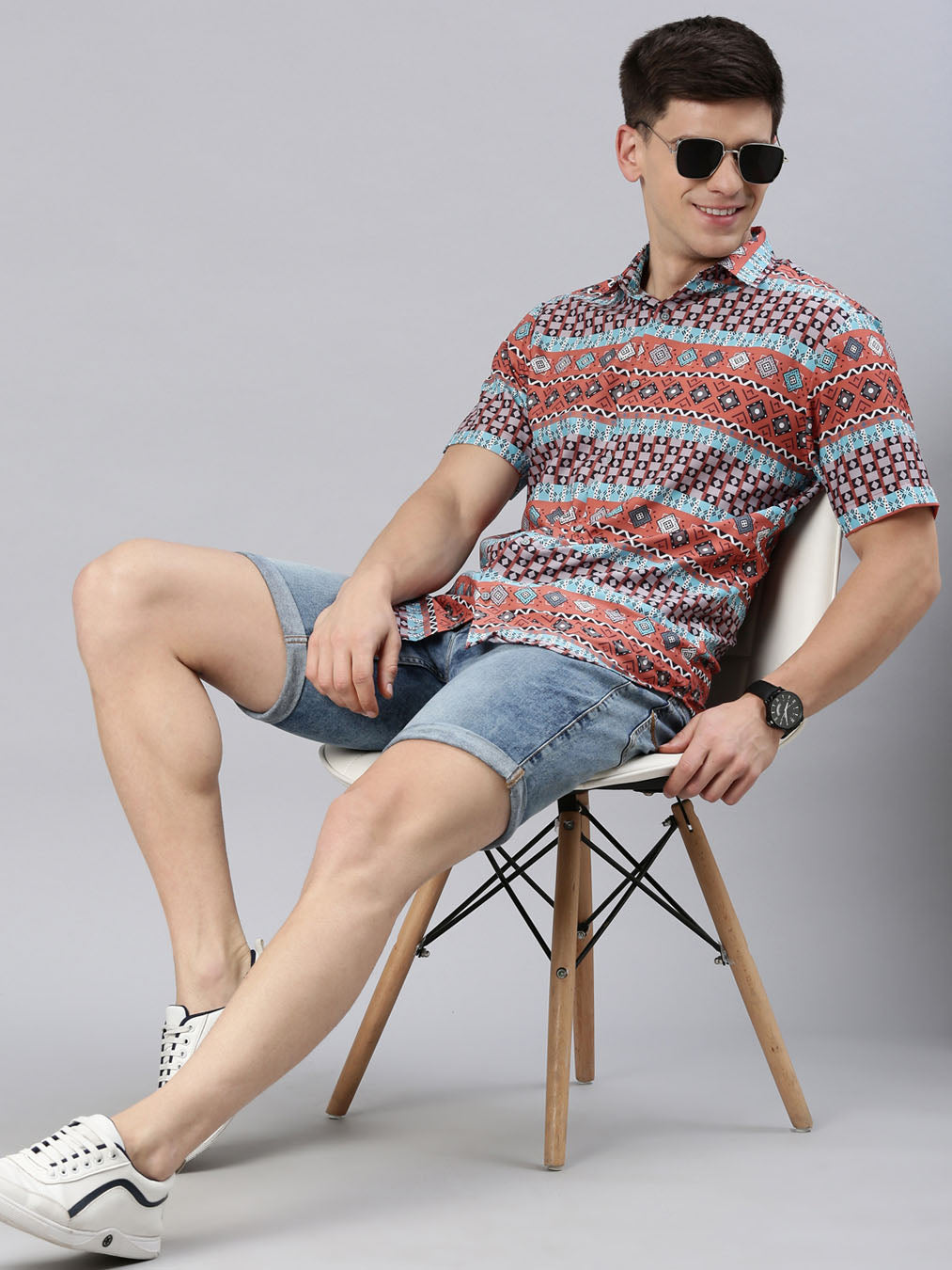 Mandala Orange Shirt Printed Shirt Bushirt