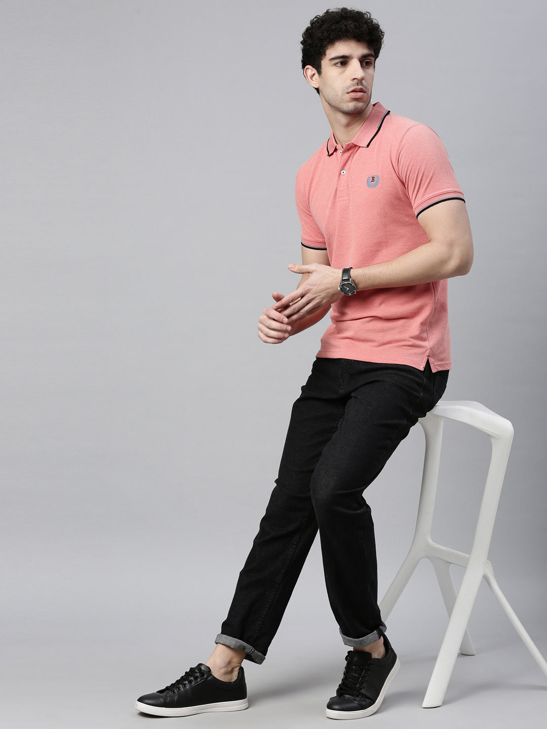 Carrot Mélange Tipped Polo T-Shirt Polo Tees Bushirt