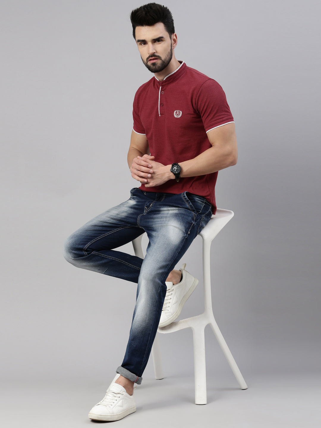 Cranberry Chinese Collar Polo T-Shirt Polo Tees Bushirt