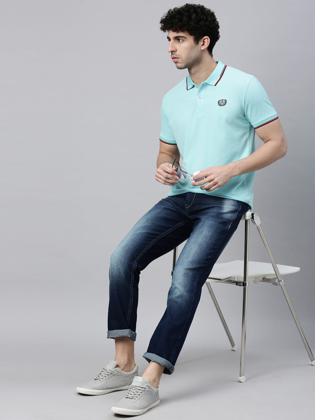 Bright Sky Tipped Polo T-Shirt Polo Tees Bushirt