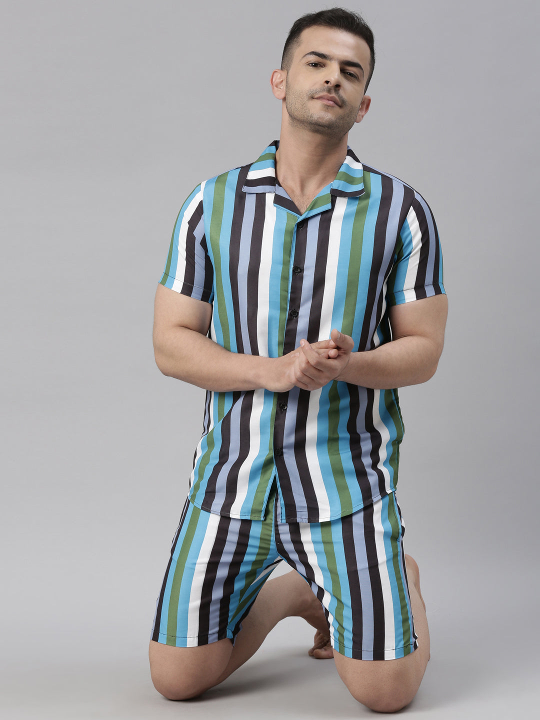Spruce Black Stripe Night Suits Co-Ords Bushirt