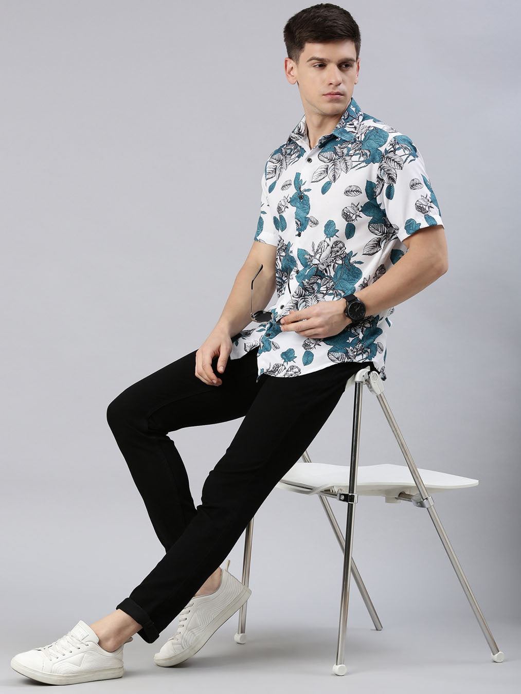 Peace Rose White Shirt Printed Shirt Bushirt
