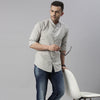 Squireel Grey Chinese Collar Casual Shirt Solid Shirt Bushirt