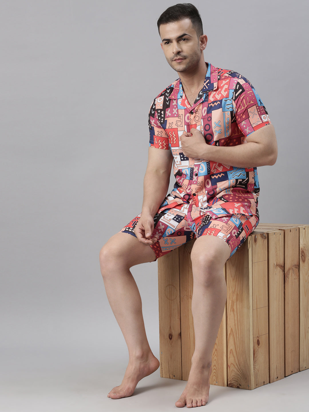 Tribal Blue Night Suits Co-Ords Bushirt