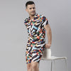 Black Colored Block Printed Night Suits Regular Size Co-Ords Bushirt