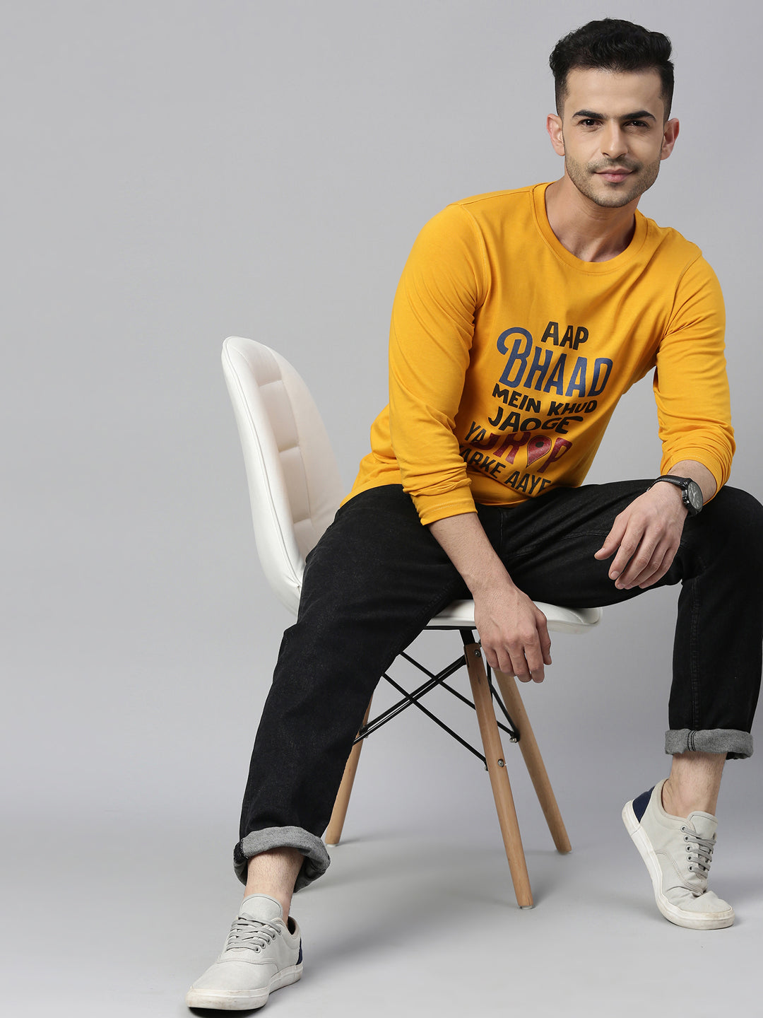 App Bhaad Mustard Full Sleeves T Shirt Full Sleeves Bushirt