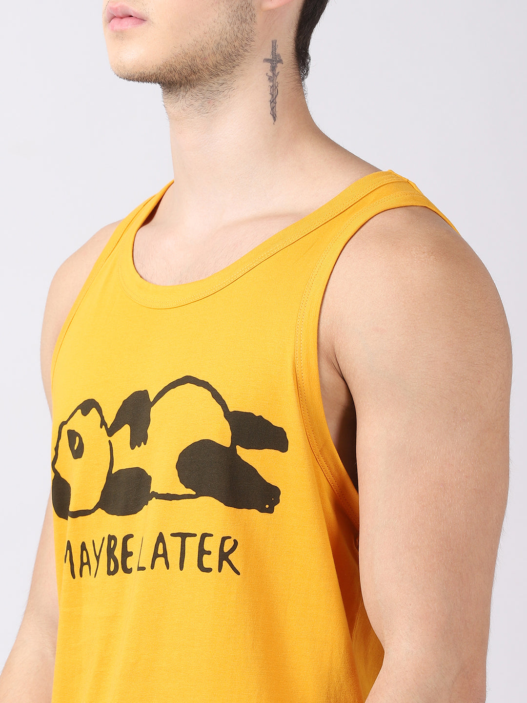 May Be Later Sleeveless T-Shirt Vest Bushirt