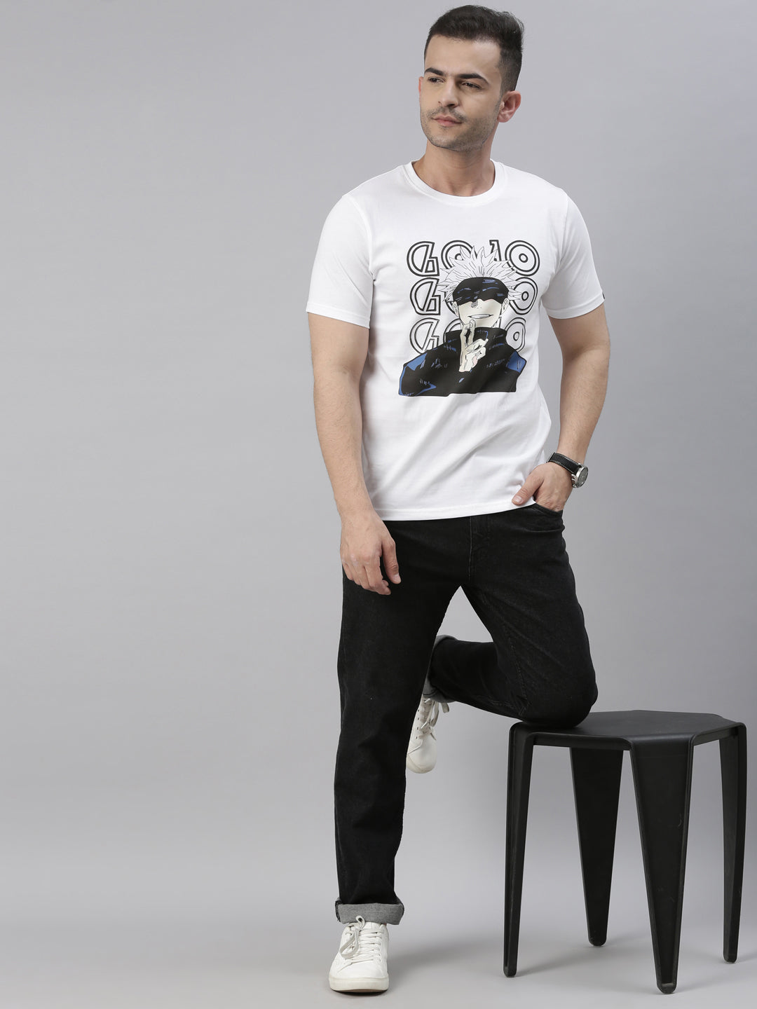 Satoru Gojo - Jujutsu Kaisen White Anime T-Shirt Graphic T-Shirts Bushirt