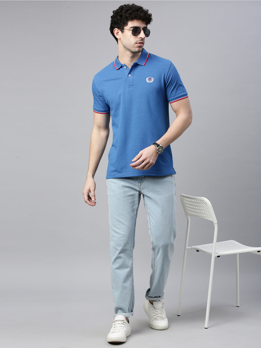 Ocean Mélange Tipped Polo T-Shirt Polo Tees Bushirt