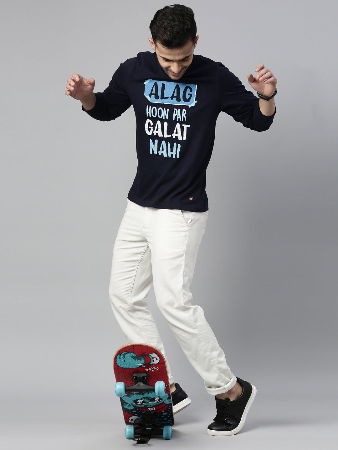 Alag Hoon Par Navy Blue Full Sleeves T Shirt Full Sleeves Bushirt