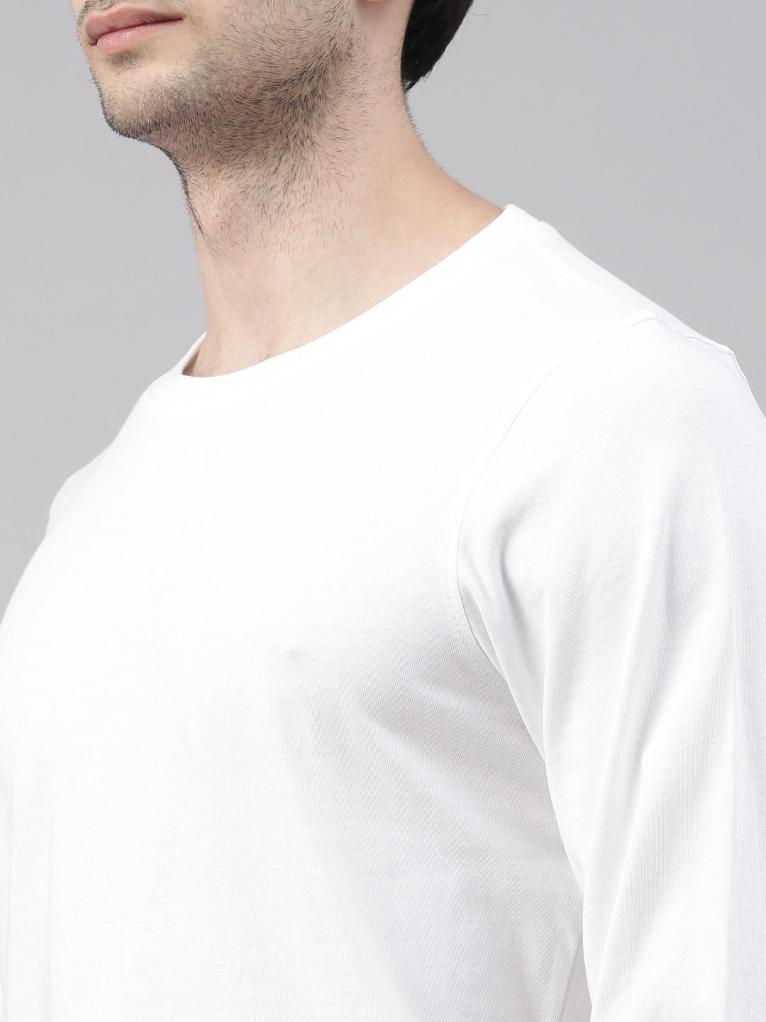 White Solid Full Sleeves T-Shirt Full Sleeves Bushirt