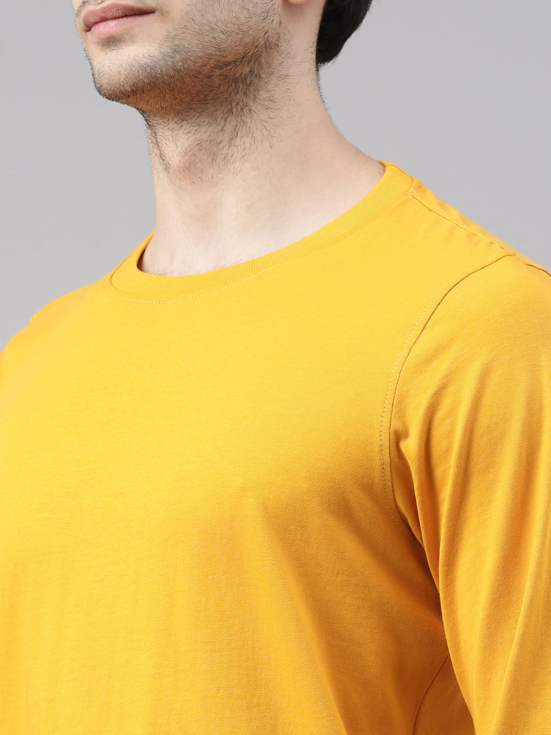 Mustard Solid Full Sleeves T Shirt Full Sleeves Bushirt