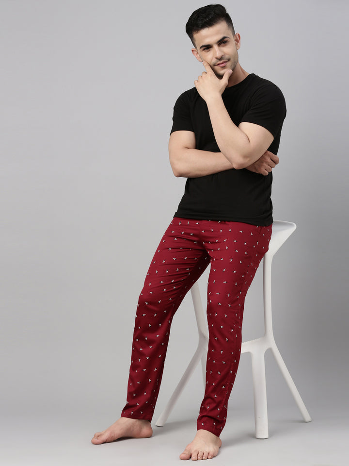 All Over Printed Maroon Pyjamas Pyjamas Bushirt