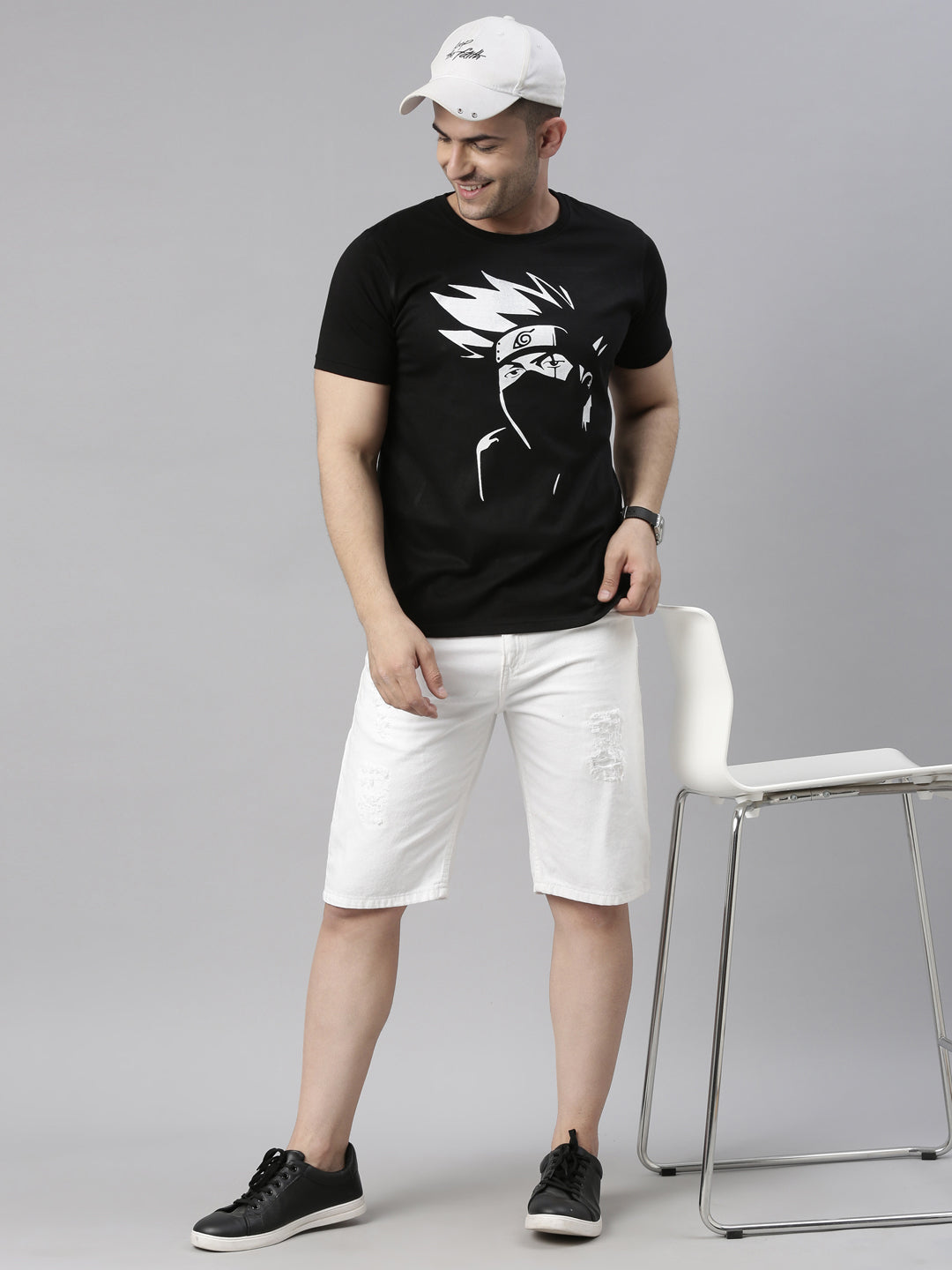 Hatake Kakashi - Naruto Black Anime T-Shirt Graphic T-Shirts Bushirt