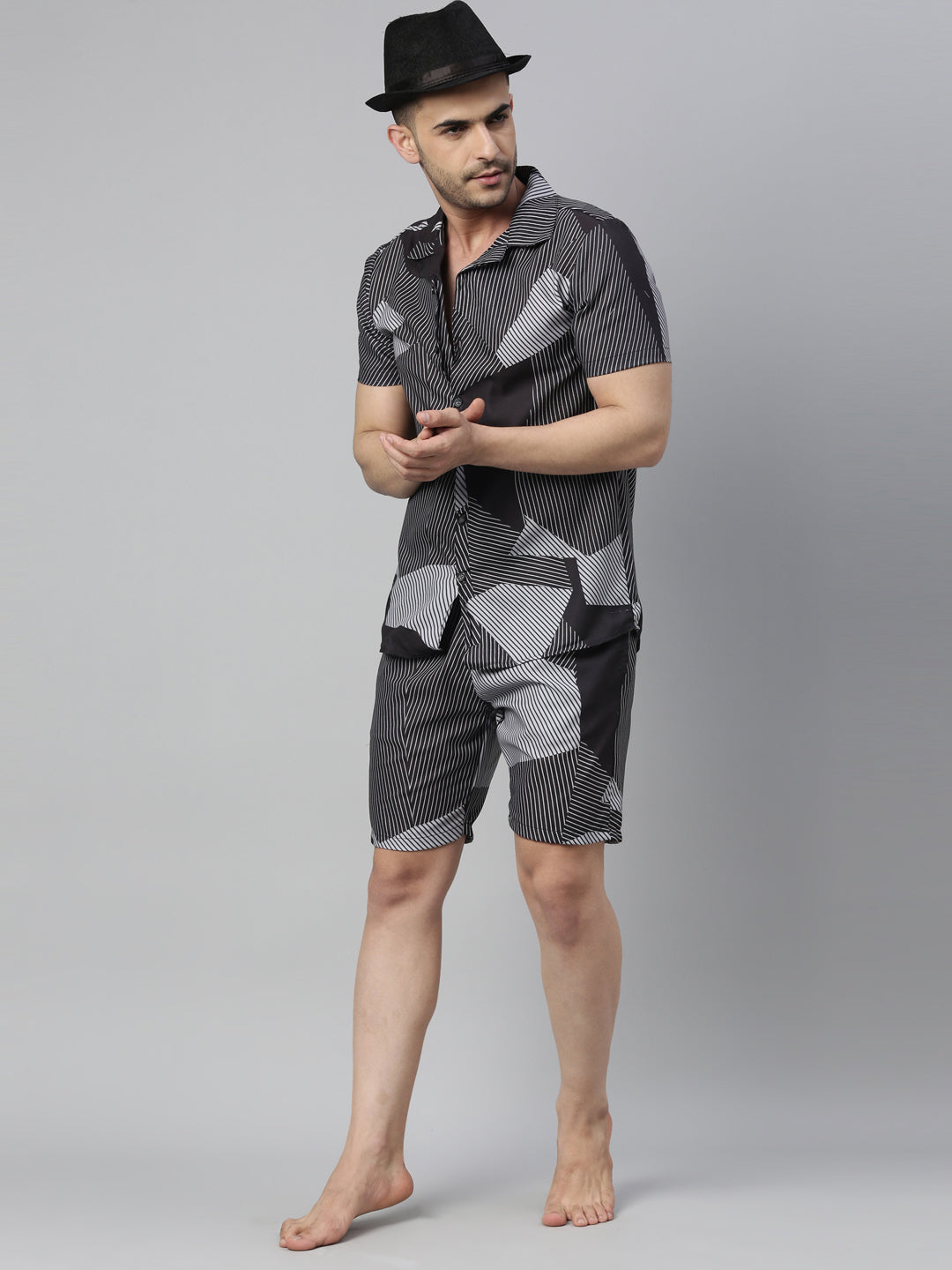 Irregular Strips Block Grey Co-Ords Co-Ords Bushirt