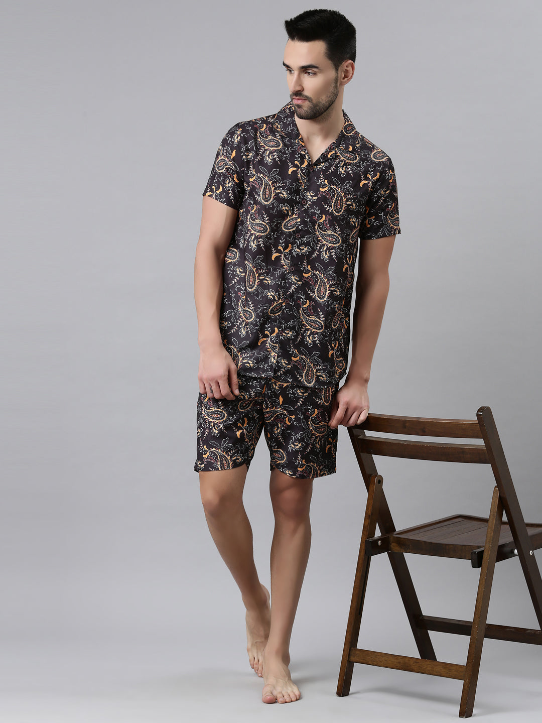 Kalamkari Black Co-Ords Co-Ords Bushirt