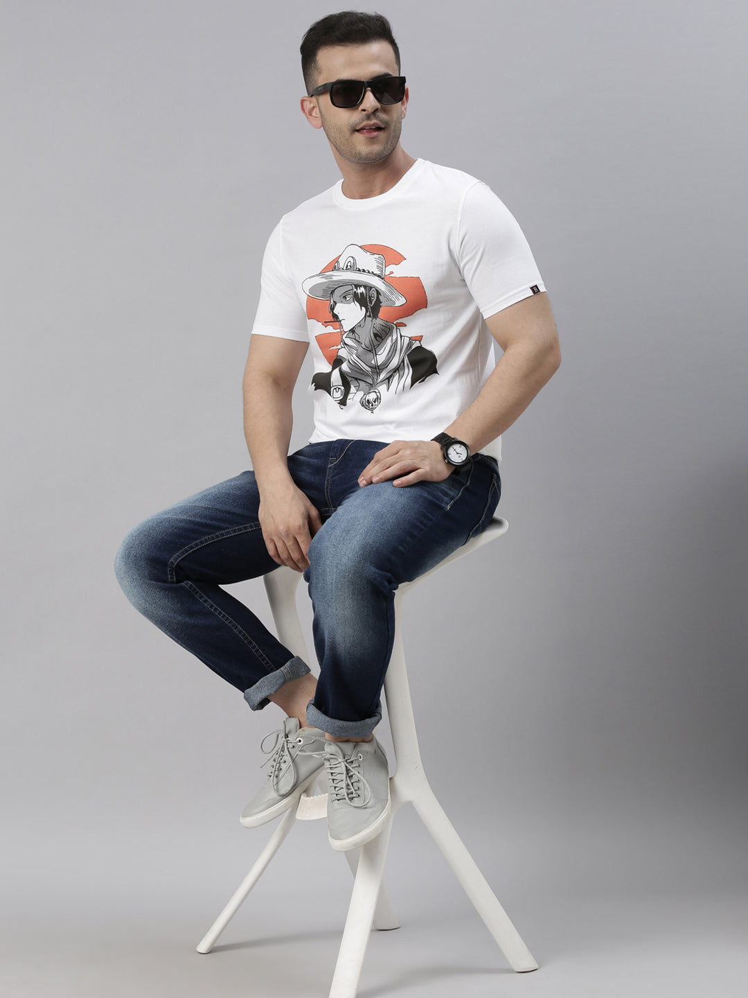 Fire Fist - One Piece White Anime T-Shirt Graphic T-Shirts Bushirt