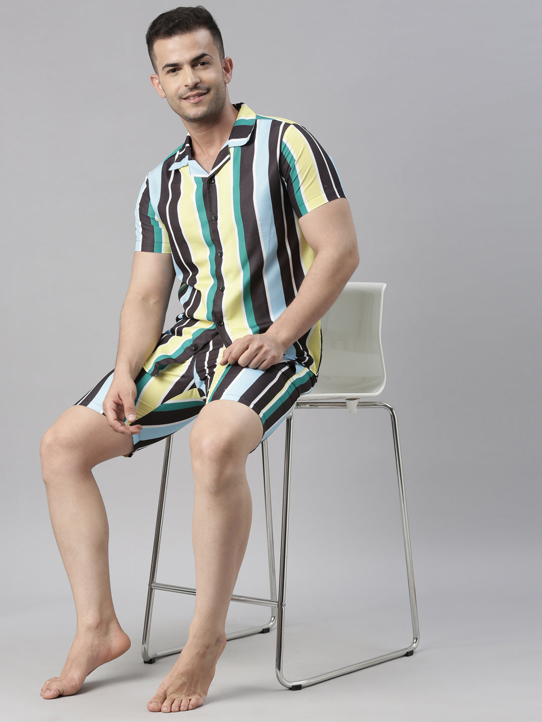 Spruce Yellow Stripe Night Suits Co-Ords Bushirt