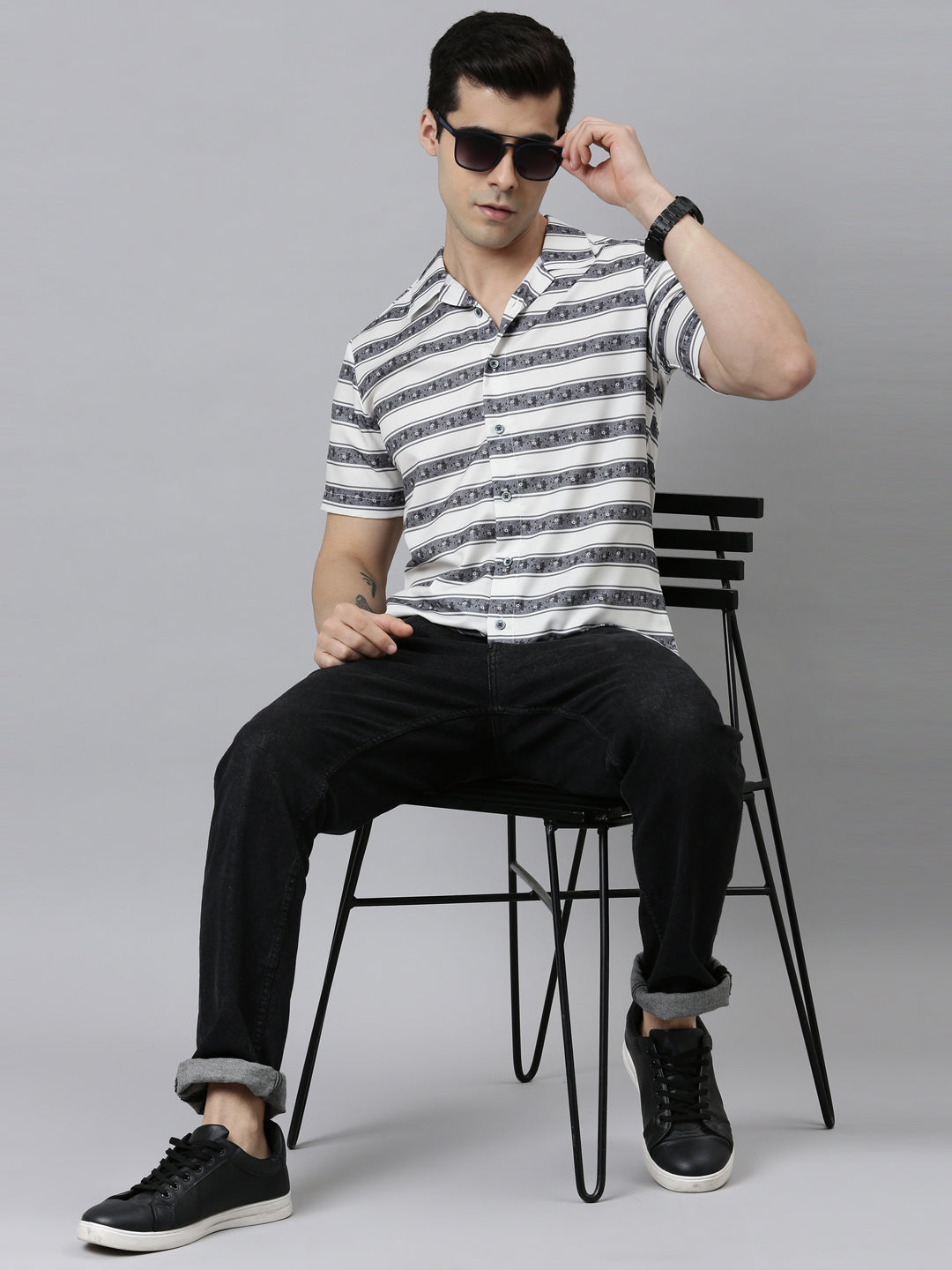 Printed White Strips Shirt Printed Shirt Bushirt
