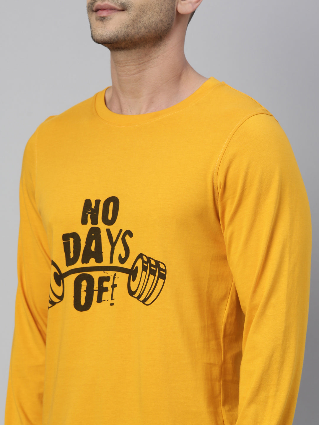 No Day Off Mustard Full Sleeves T Shirt Full Sleeves Bushirt