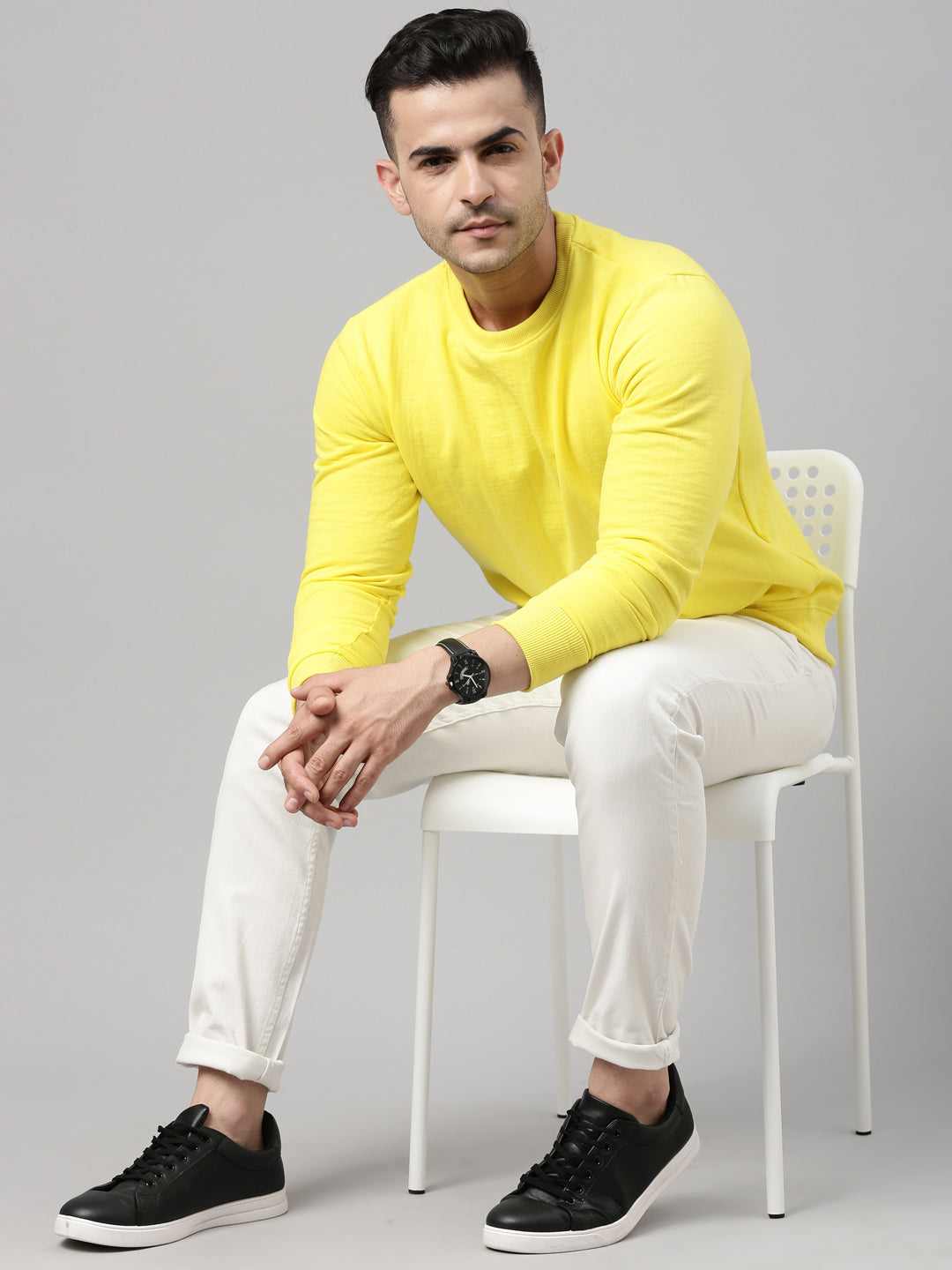 Neon Yellow Solid Sweatshirt Sweatshirt Bushirt