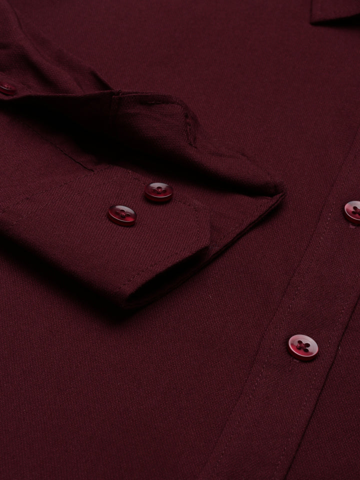 Maroon Solid Casual Shirt Solid Shirt Bushirt