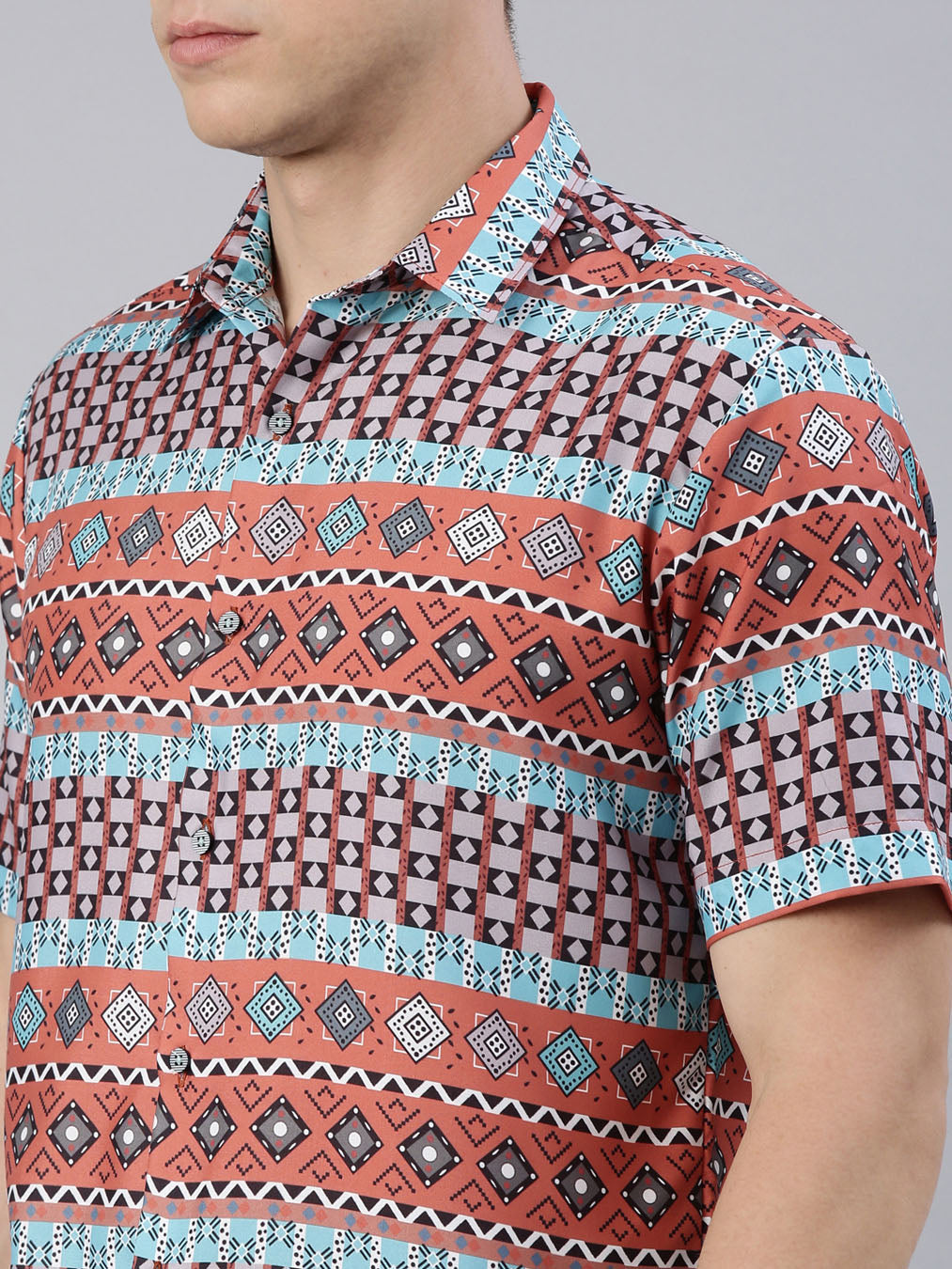Mandala Orange Shirt Printed Shirt Bushirt