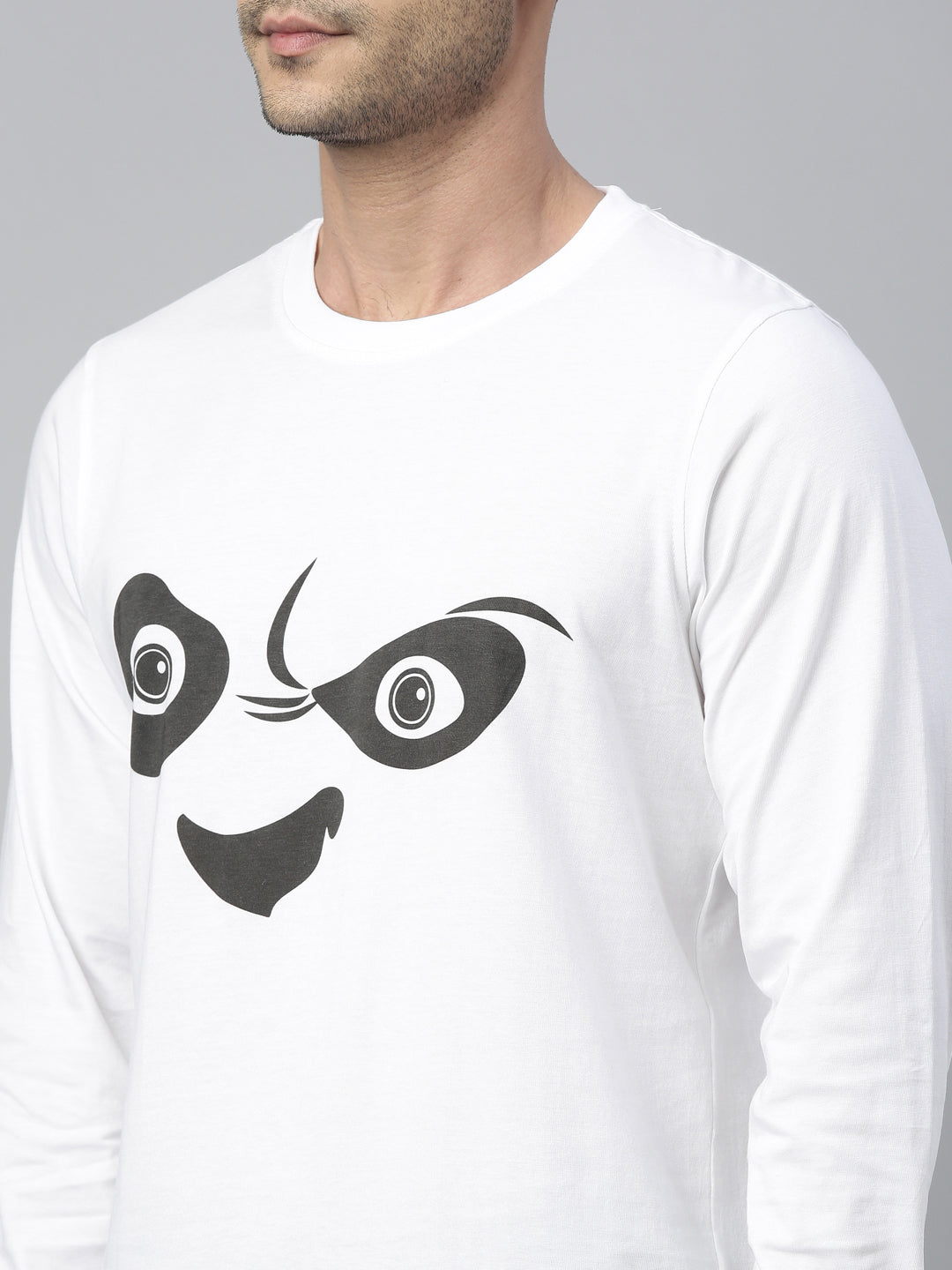 Angry Panda White Full Sleeves T Shirt Bushirt
