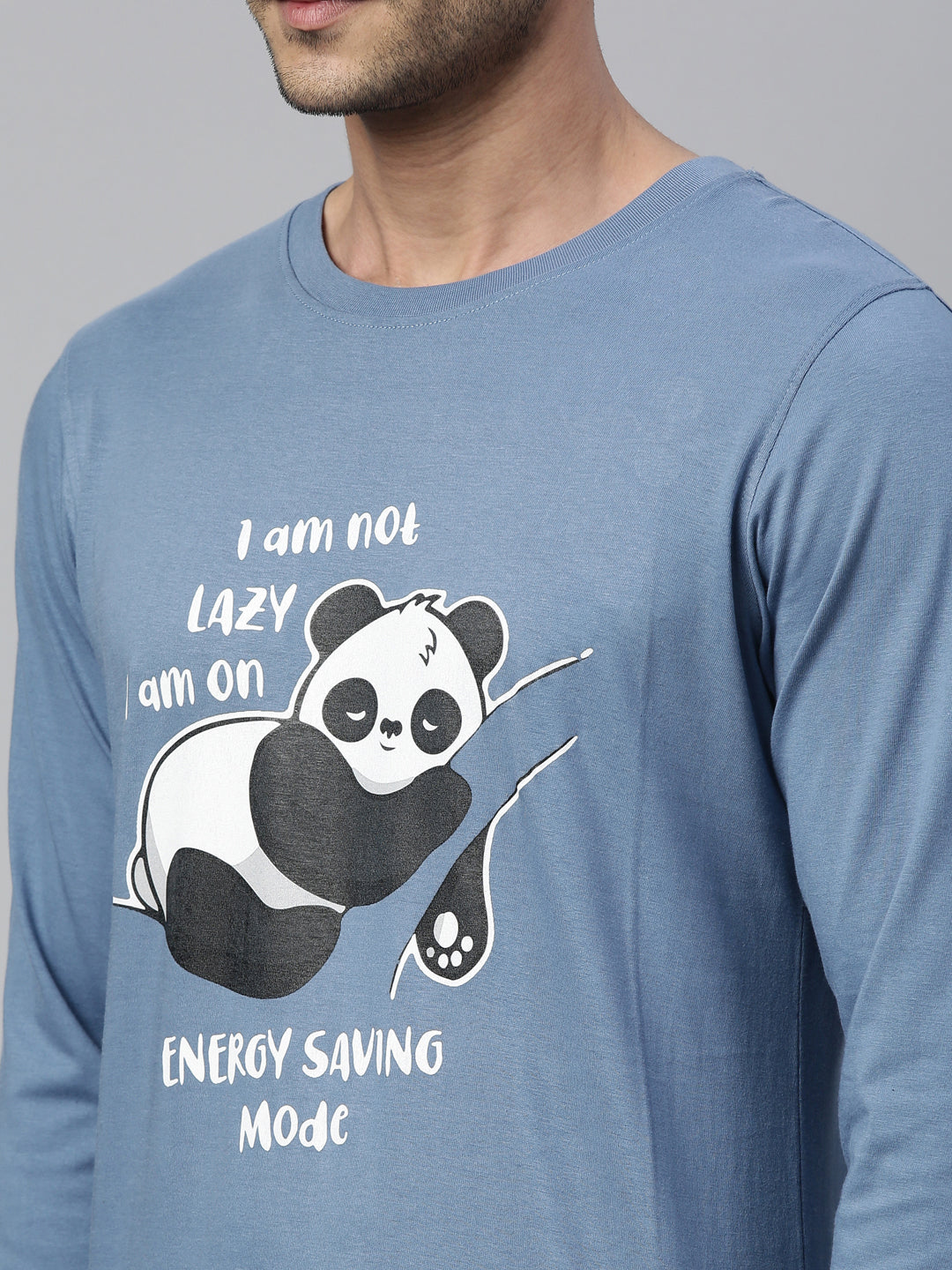 Iam Not Lazy Turquoise Blue Full Sleeves T Shirt Full Sleeves Bushirt