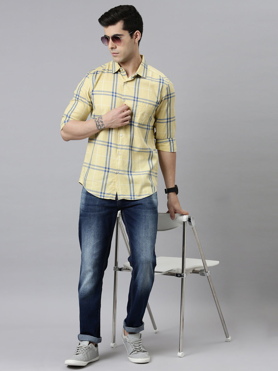 Heritage Yellow Checks Shirt Checks Shirt Bushirt