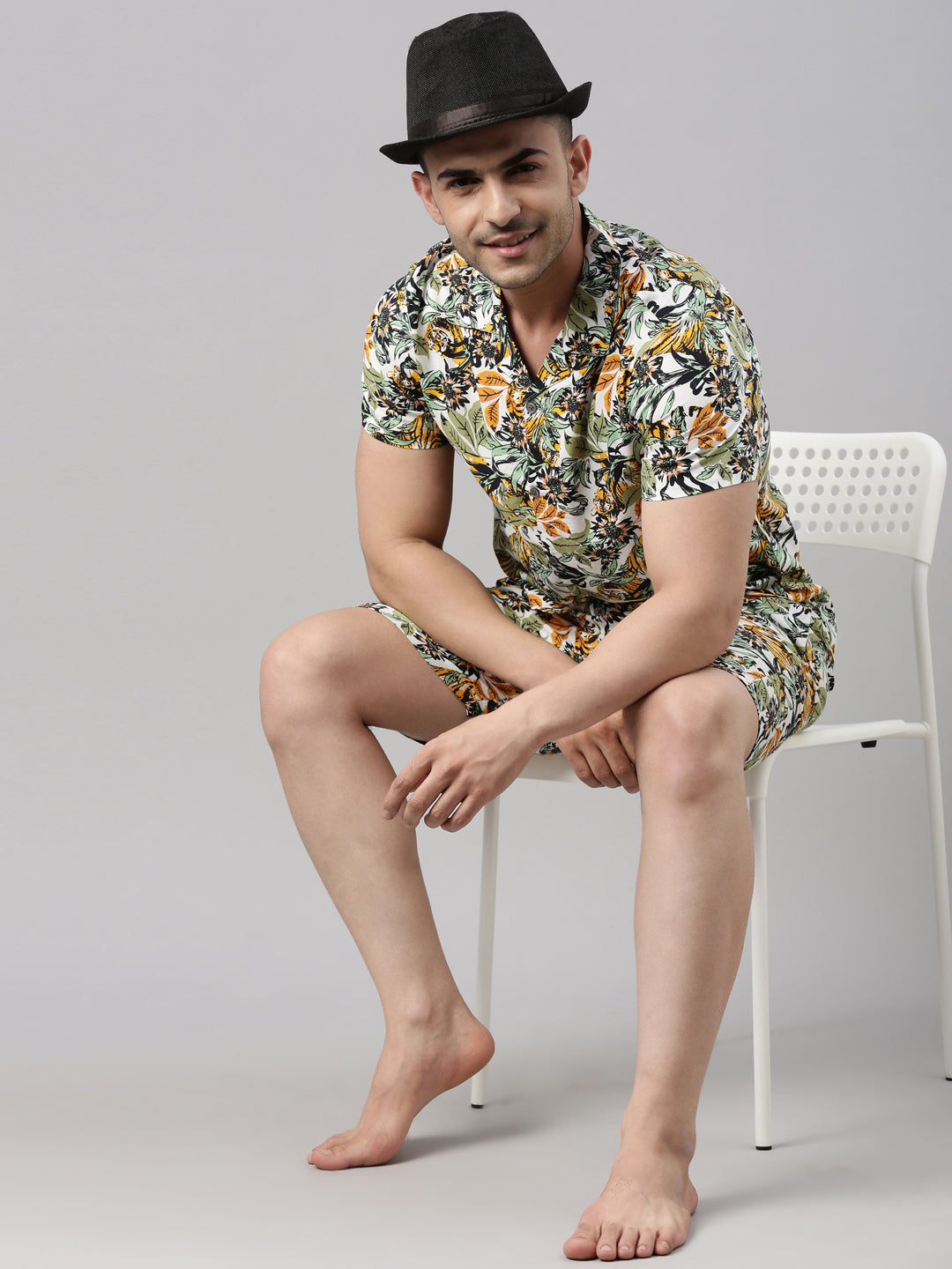 Floral Printed White Co-Ords Co-Ords Bushirt