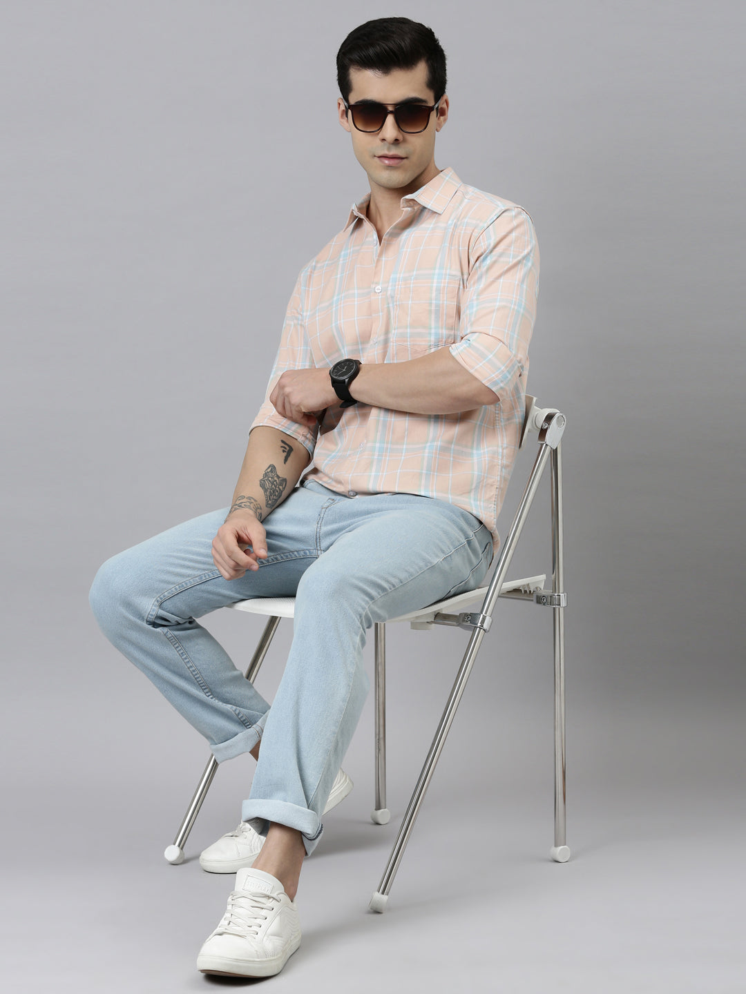 Heritage Peach Checks Shirt Checks Shirt Bushirt