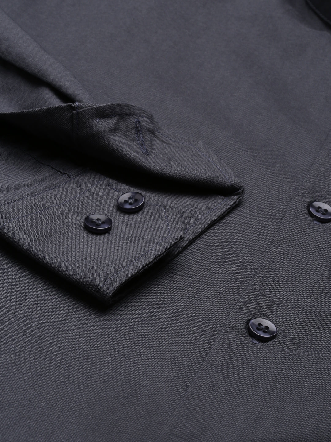Steel Grey Chinese Collar Casual Shirt Solid Shirt Bushirt