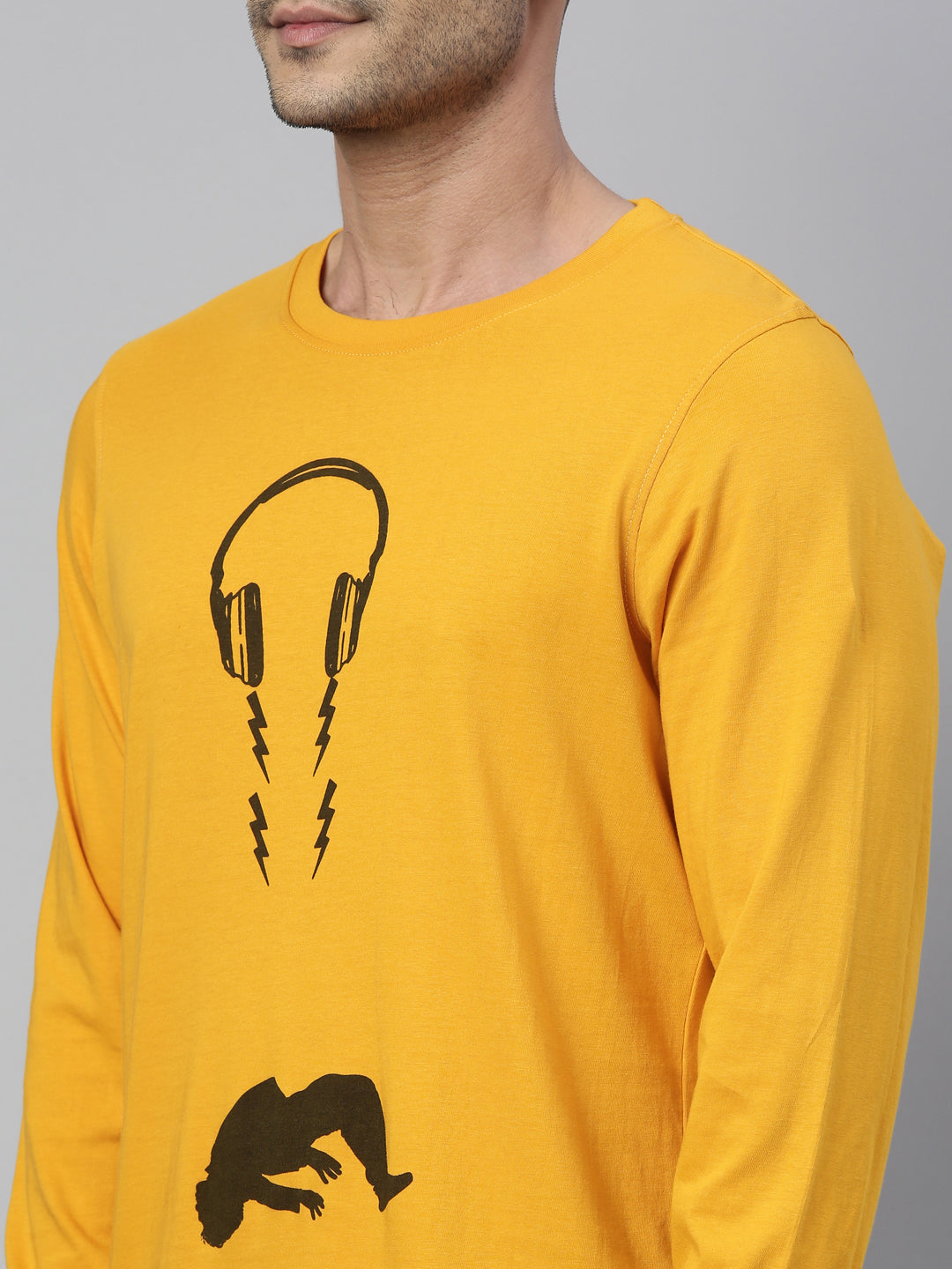 Head Phone Mustard Full Sleeves T Shirt Full Sleeves Bushirt