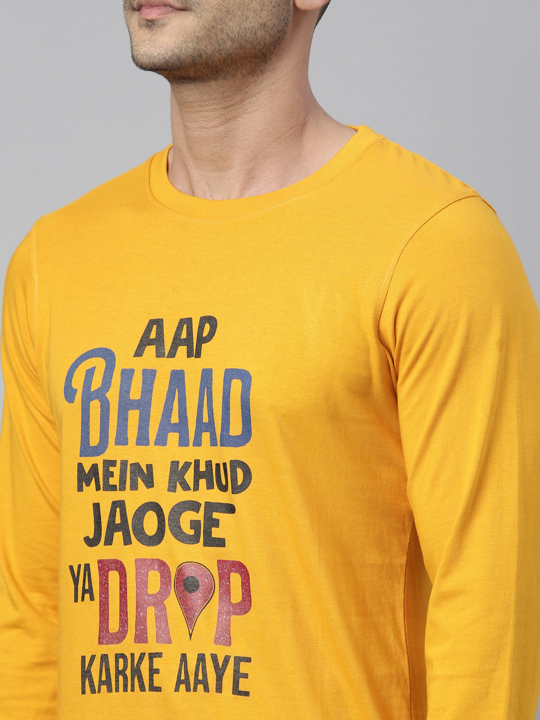 App Bhaad Mustard Full Sleeves T Shirt Full Sleeves Bushirt