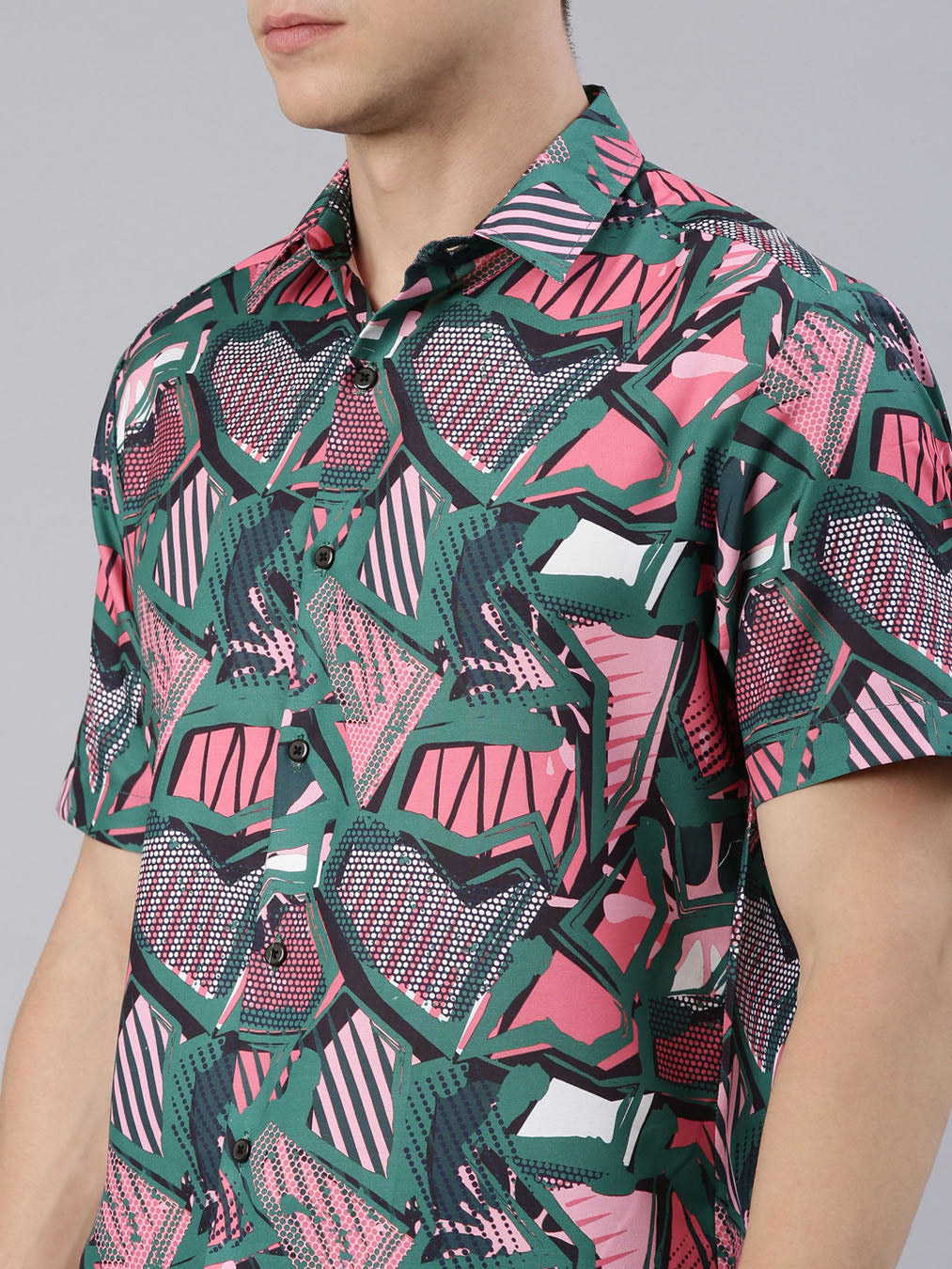 Abstract Green Shirt Printed Shirt Bushirt