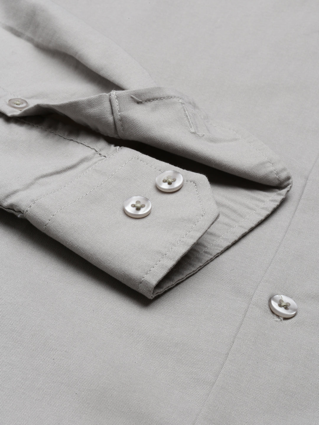 Squireel Grey Chinese Collar Casual Shirt Solid Shirt Bushirt