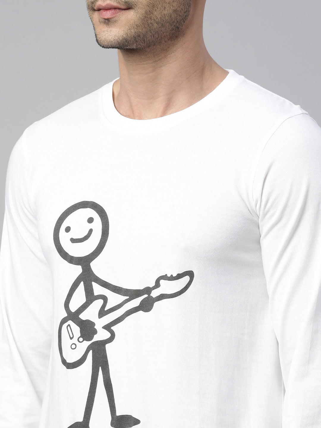 Guitar Boy White Full Sleeves T Shirt Full Sleeves Bushirt