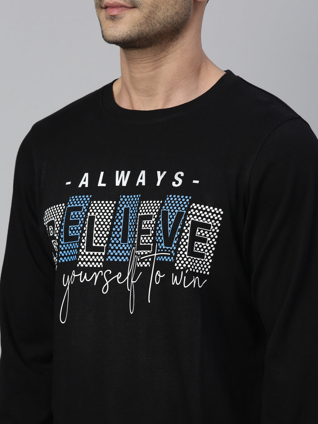 Believe Black Full Sleeves T Shirt Full Sleeves Bushirt